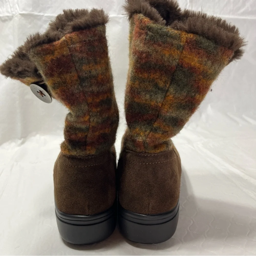 Alegria Nanook Boots Brown Suede Leather Faux Fur Lined Women Size 39 EU Cute